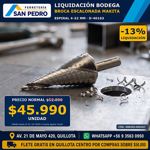 BROCA PASO ESPIRAL MAKITA 4-32 D-40163
