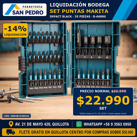 SET PUNTAS IMPACT BLACK 35 PCS MAKITA B-66880