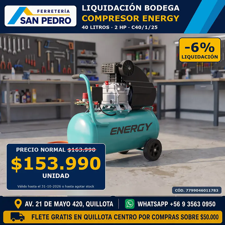 COMPRESOR ENERGY 40 LTS 2HP C40/1/25 052240 1