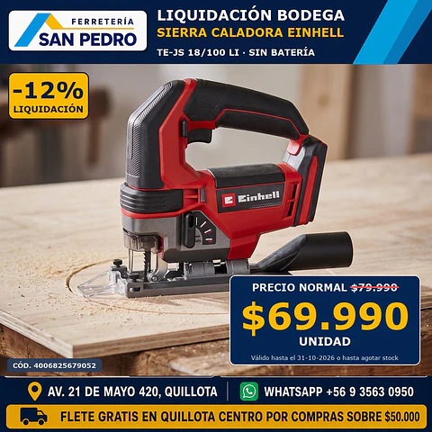SIERRA CALADORA INAL. EINHELL TE-JS18/100Li S/BAT 4321270