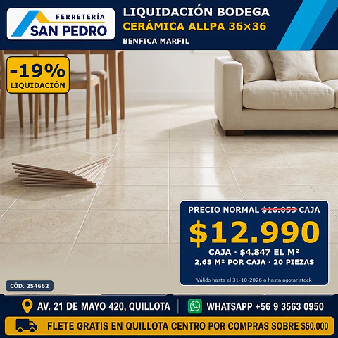 ALLPA 36X36 BENFICA MARFIL (2.68-20)(36) 254662