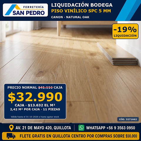 PISO VINILICO SPC CANON NATURAL OAK 5MM (2.42-11)
