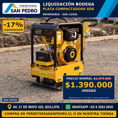 PLACA COMPACTADORA SDS REVERSIBLE SDS-2250L/SDC-160L) 054764