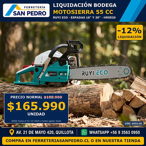 MOTOSIERRA SDS 55CC.C/ESPADAS 18"-20" HR5520 055118