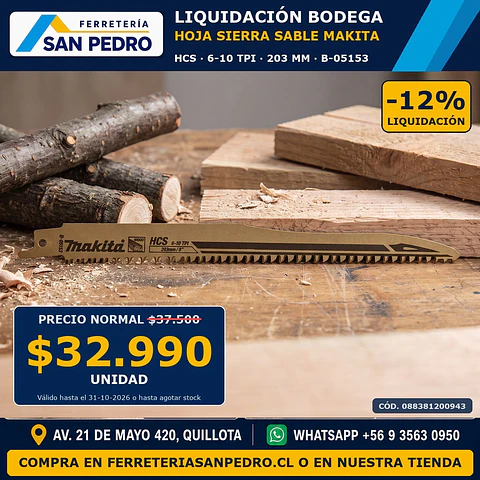 HOJA SIERRA SABLE MAKITA HCS(6-10TX203MM)B-05153
