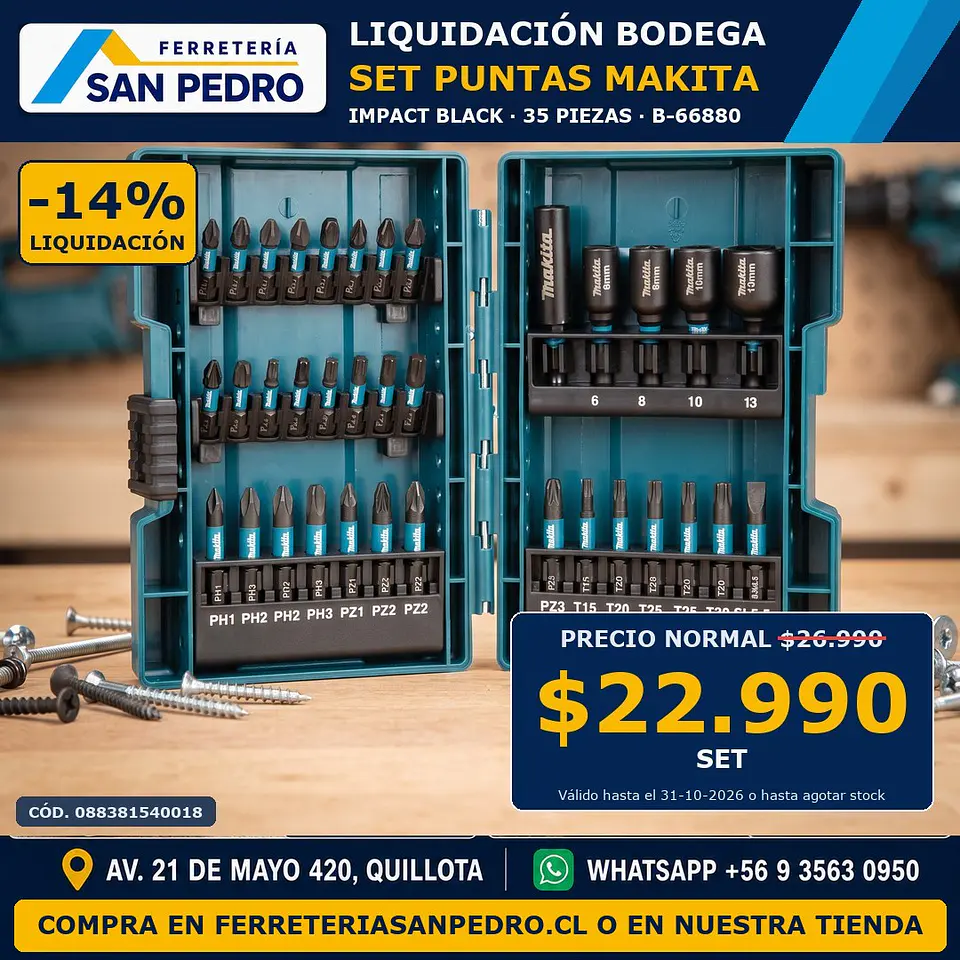 SET PUNTAS IMPACT BLACK 35 PCS MAKITA B-66880 1