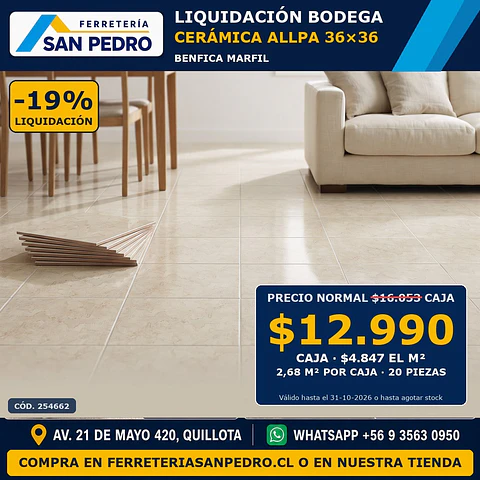 ALLPA 36X36 BENFICA MARFIL (2.68-20)(36) 254662