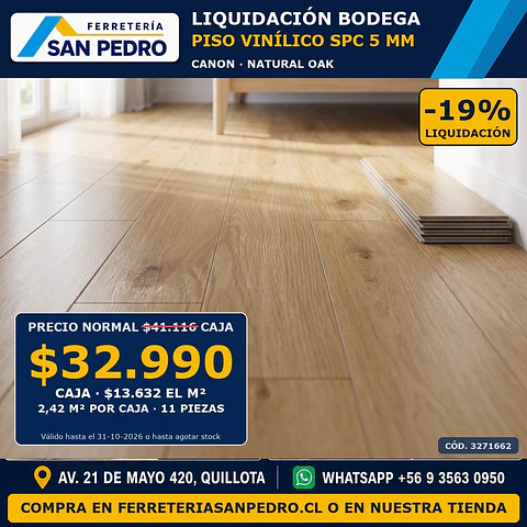 PISO VINILICO SPC CANON NATURAL OAK 5MM (2.42-11)
