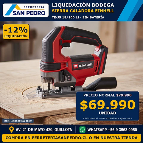 SIERRA CALADORA INAL. EINHELL TE-JS18/100Li S/BAT 4321270