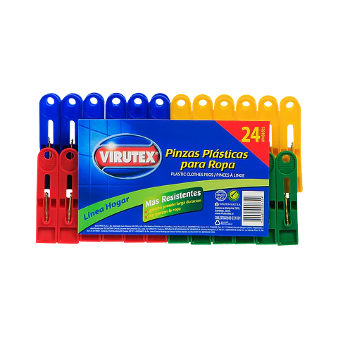 Pinzas Plásticas P/Ropa 24 pcs Virutex