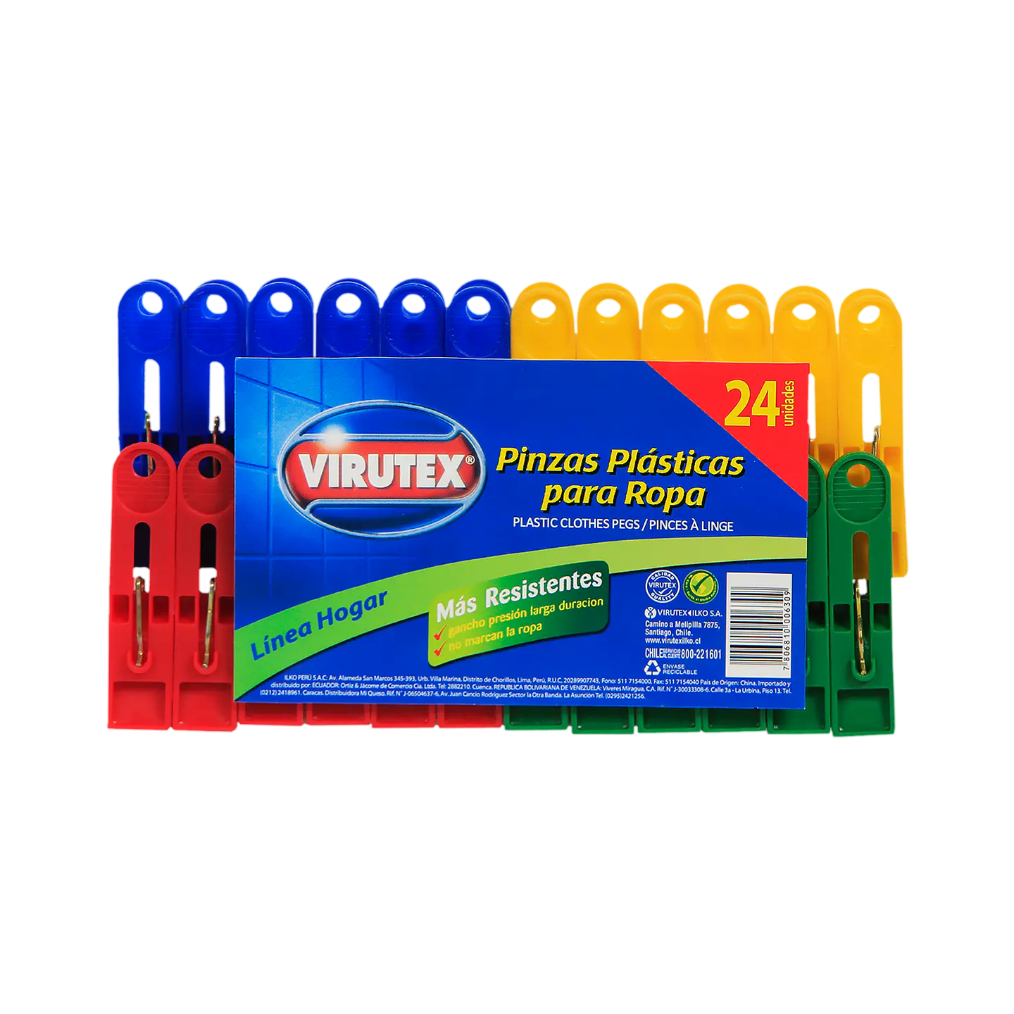 Pinzas Plásticas P/Ropa 24 pcs Virutex 1