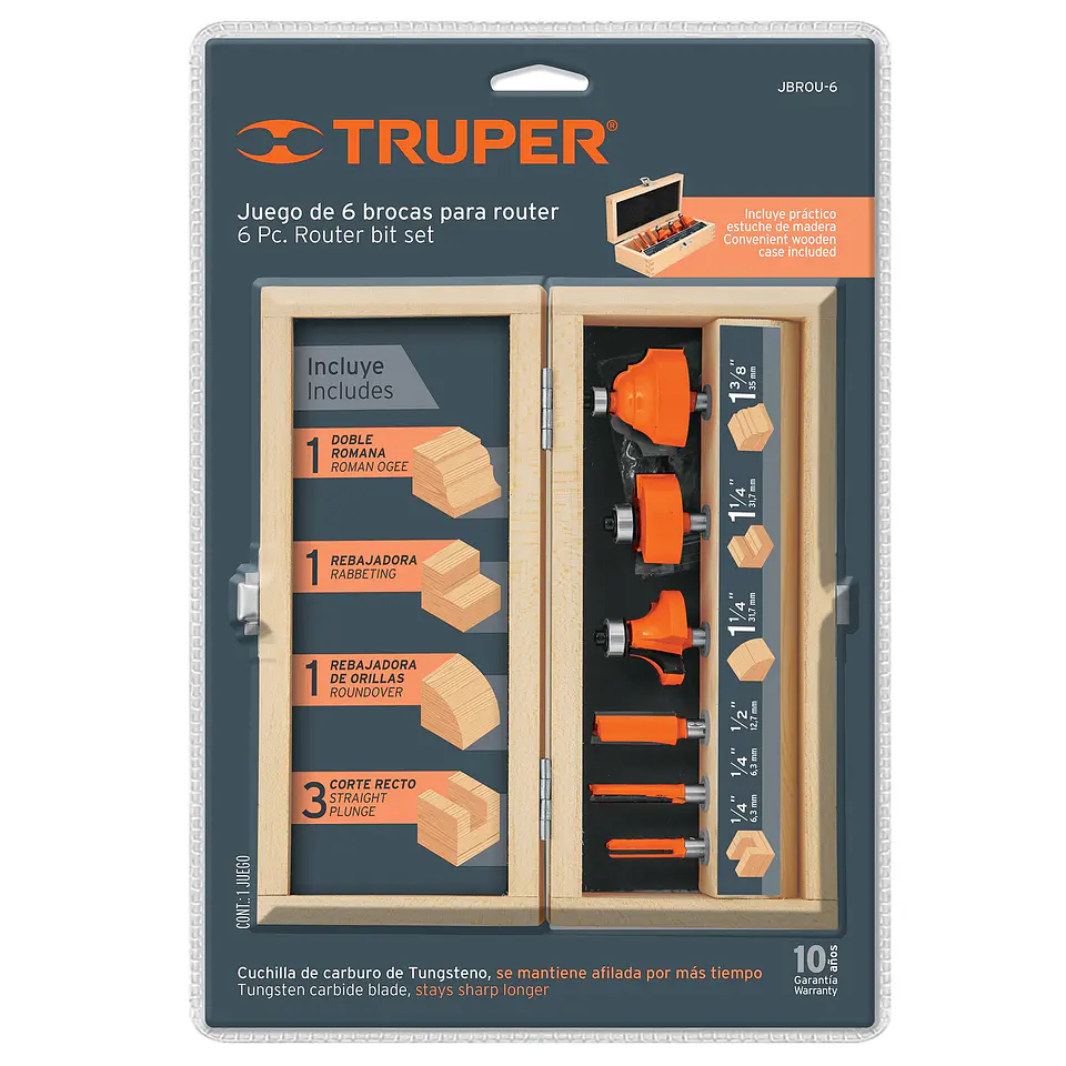 Juego de Brocas Para Router, 6 PIEZAS TRUPER 2