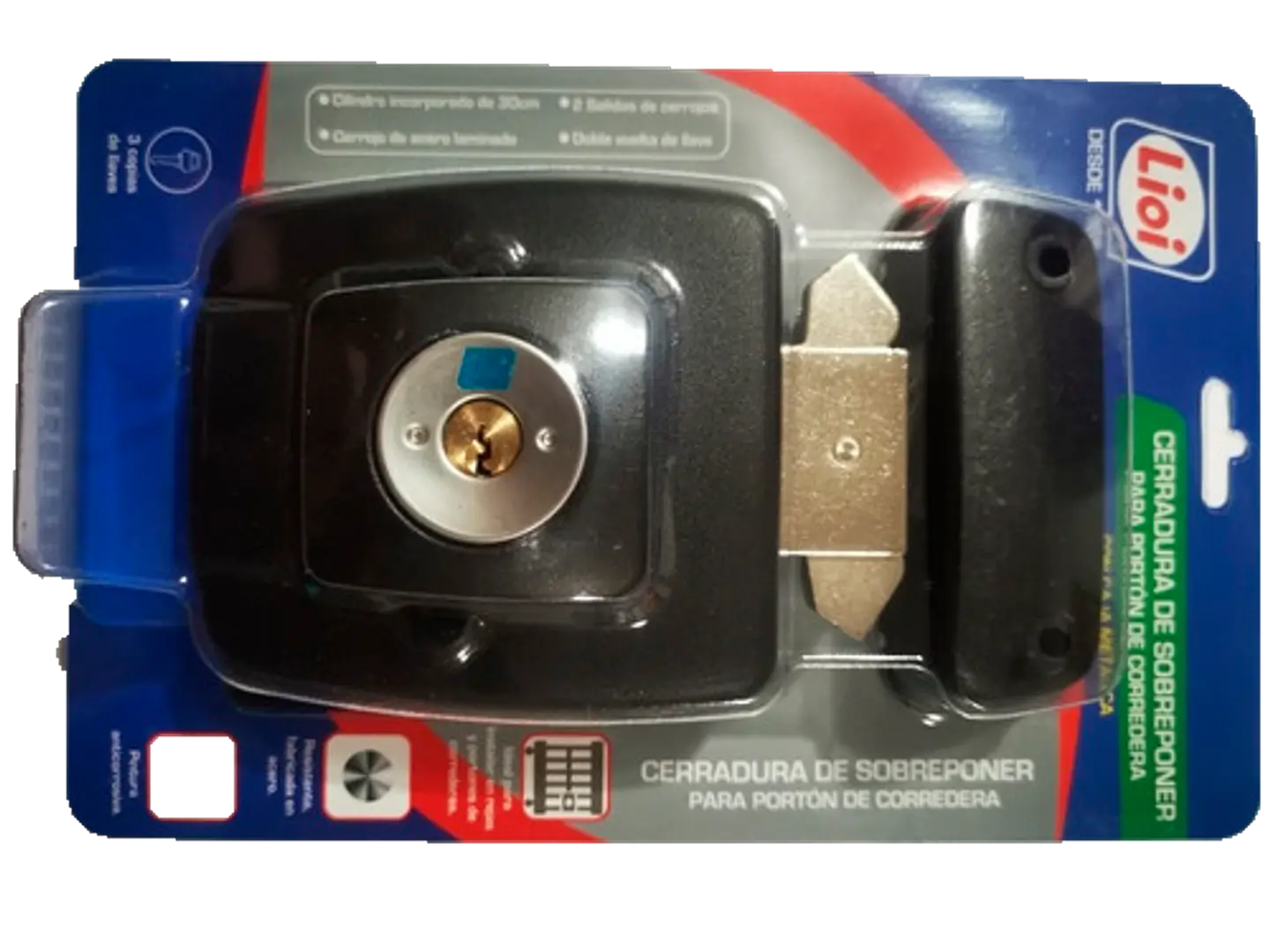 Cerradura Sobreponer P/Porton Corredera 30MM C/Caja LIOI 1