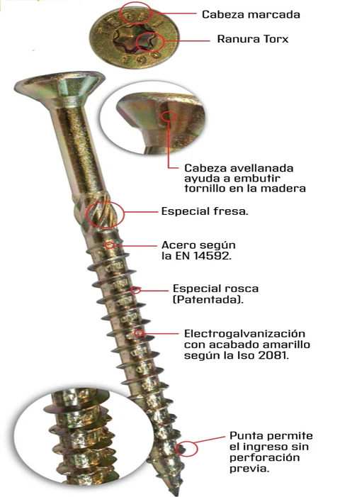 Tornillo Torx Madera P/Panel Sip (Unidad)