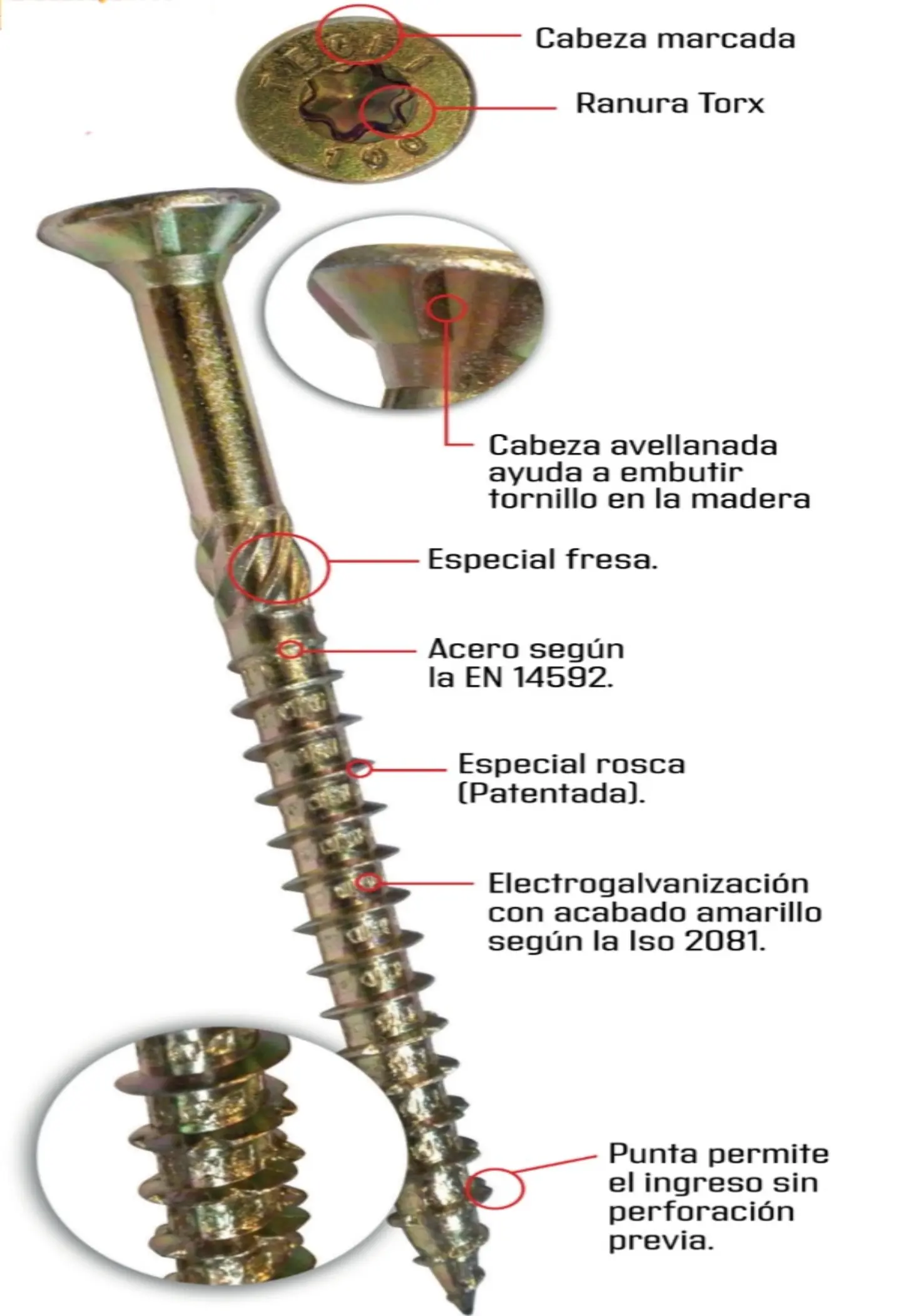 Tornillo Torx Madera P/Panel Sip (Unidad) 2