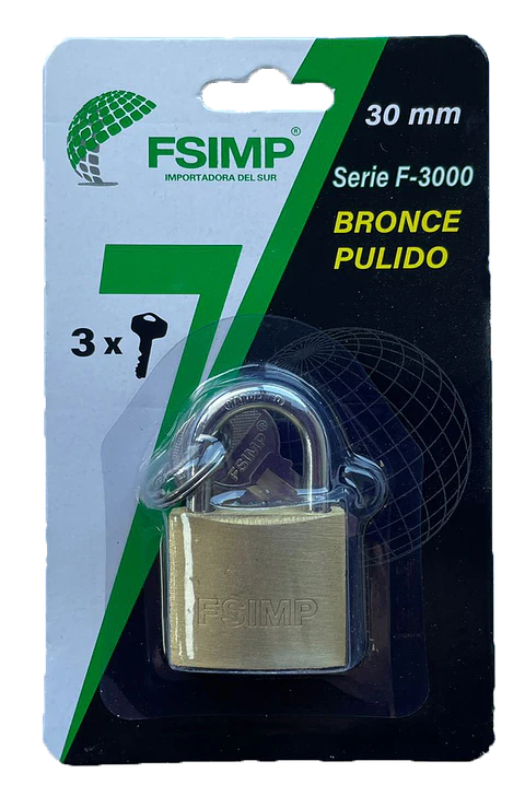 Candado F-3000 30MM Bronce Pulido 