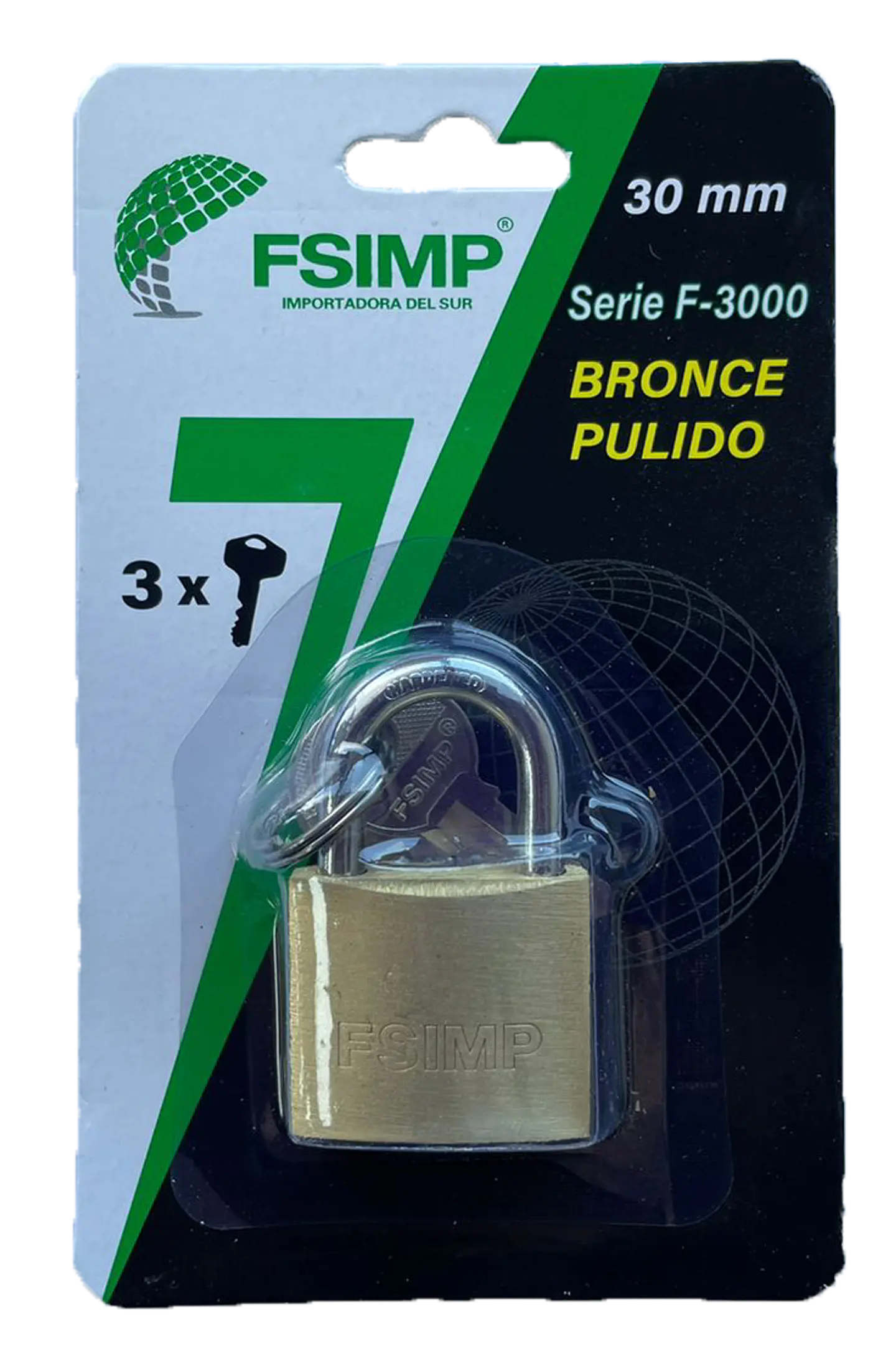 Candado F-3000 30MM Bronce Pulido  1