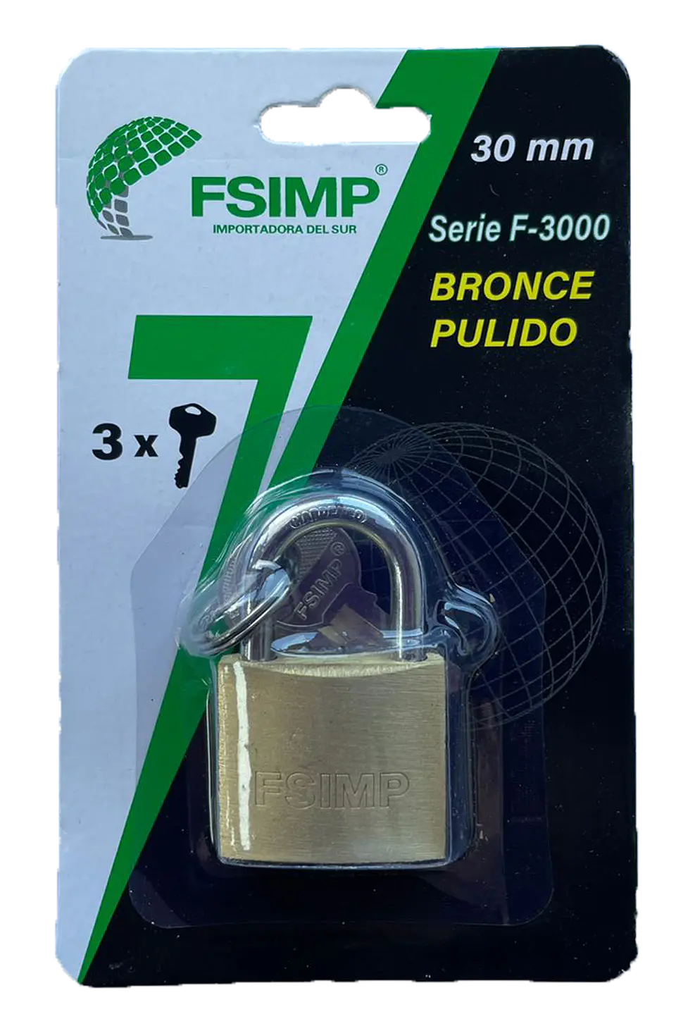 Candado F-3000 30MM Bronce Pulido  1