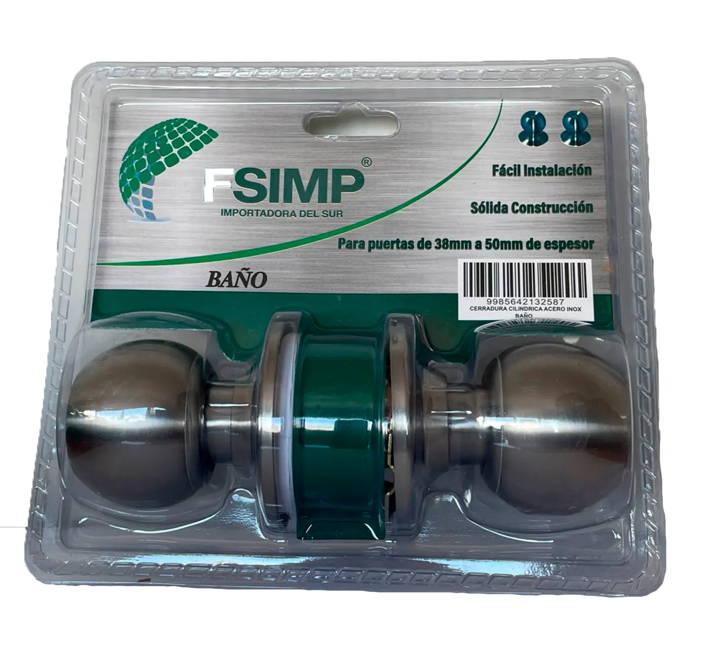 Cerradura Cilindrica Baño Acero Inox D-587 FSIMP 3