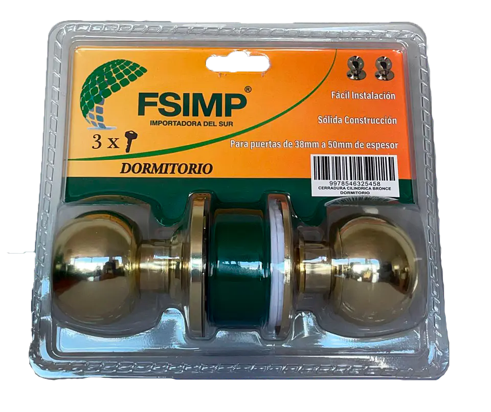 Cerradura Cilindrica Dormitorio Bronce E-587A FSIMP 3