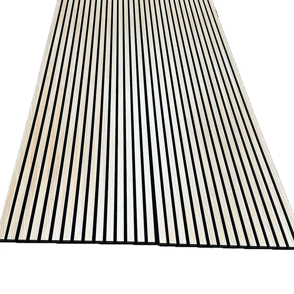 Panel Acustico C/Laminas de Madera White oak 600X2400MM 3