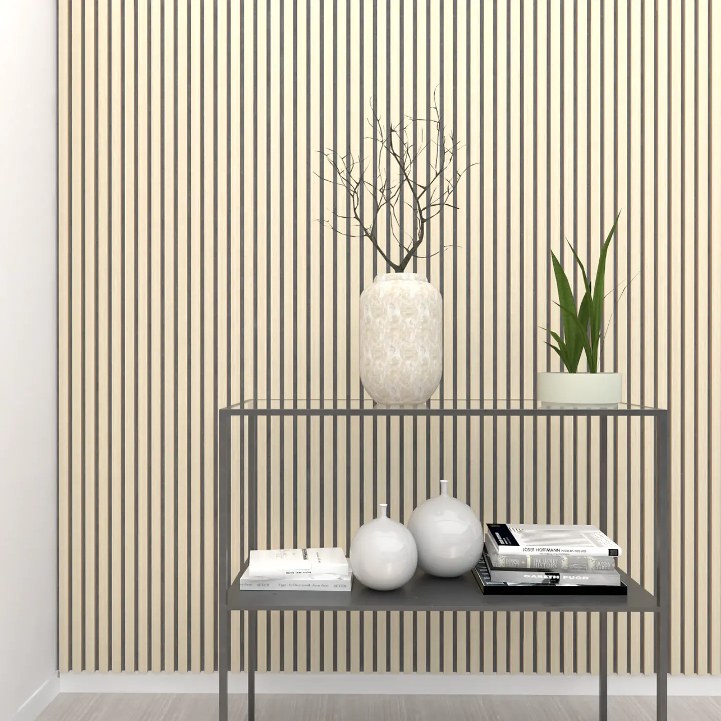 Panel Acustico C/Laminas de Madera White oak 600X2400MM 4