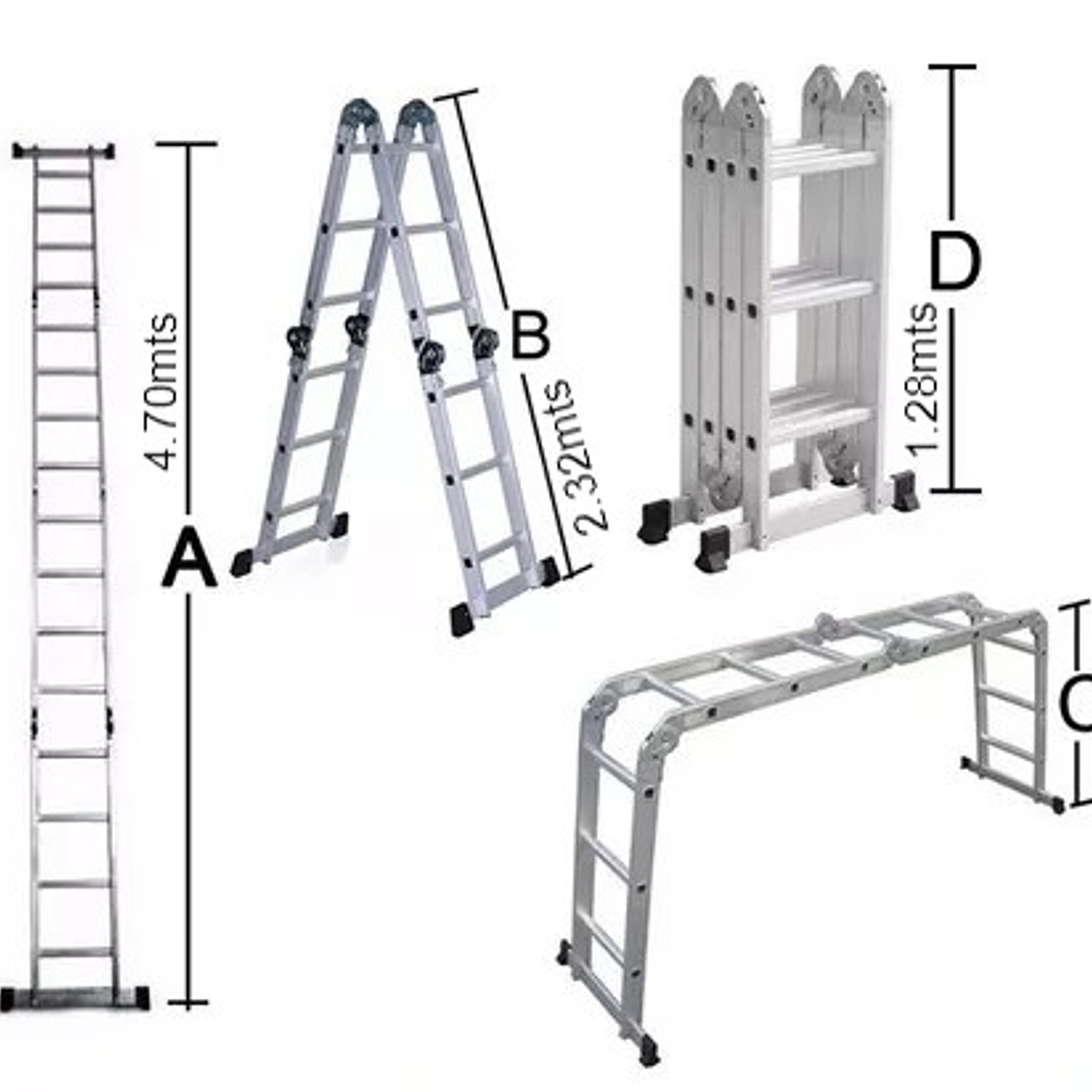 Escalera Articulada 16 Escalones TY-804 FSIMP Largo 4,70 mts 1