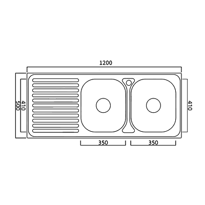 Lavaplato Doble Monomando 1200X500 Lavado Derecho + Desague YK-1250D FSIMP