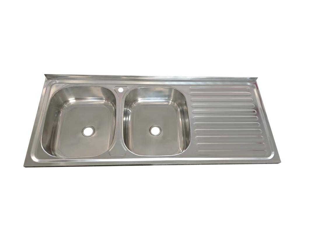 Lavaplato Doble Monomando 1200X500 Lavado Izquierdo + Desague YK-1250D FSIMP