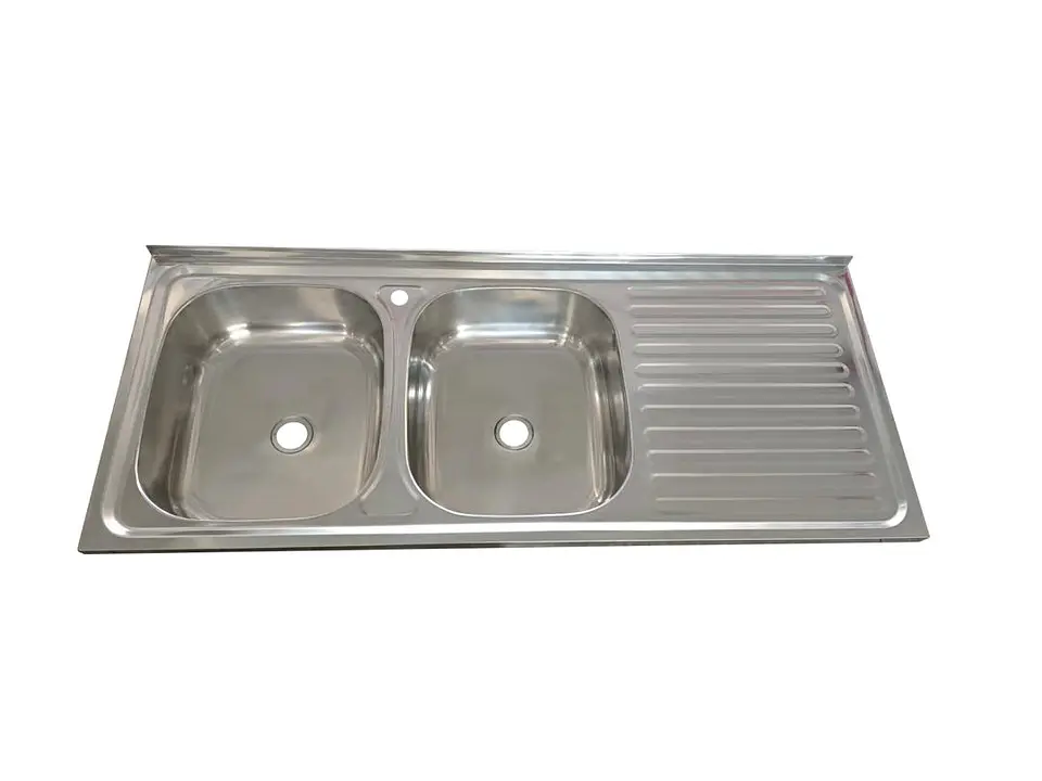 Lavaplato Doble Monomando 1200X500 Lavado Izquierdo + Desague YK-1250D FSIMP 1