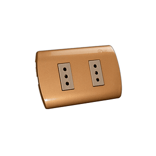 Toma Corriente Embutido Doble 10A ARIS MEC Dorado-Beige