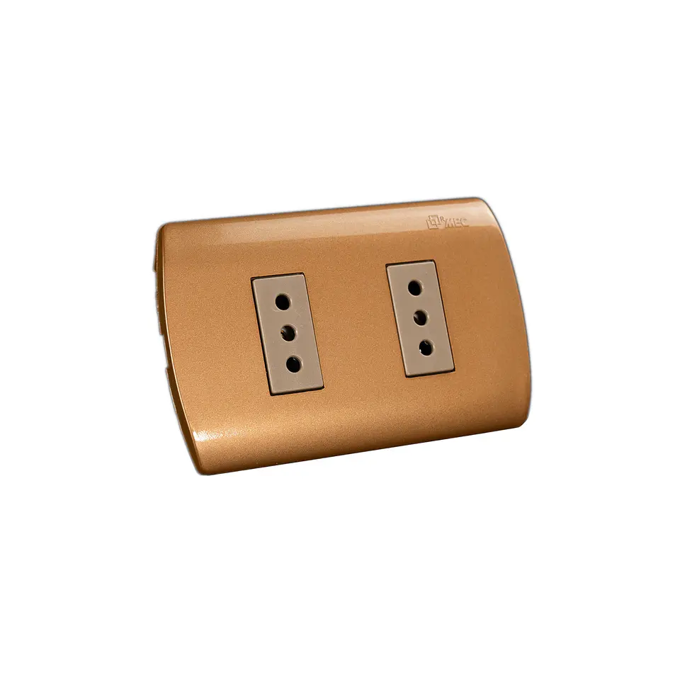 Toma Corriente Embutido Doble 10A ARIS MEC Dorado-Beige 1