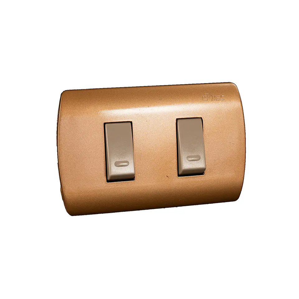 INT 9/15 Doble 10A Eembutido IMEC Dorrado-Beige 1