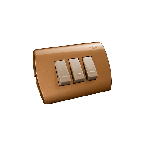 INT 9/32 Triple 10A Embutido IMEC Dorado-Beige
