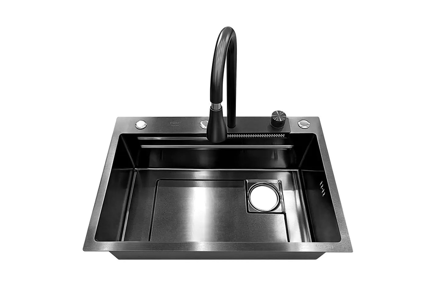 Set Lavaplato Empotrado Negro 68X45X21cm 4
