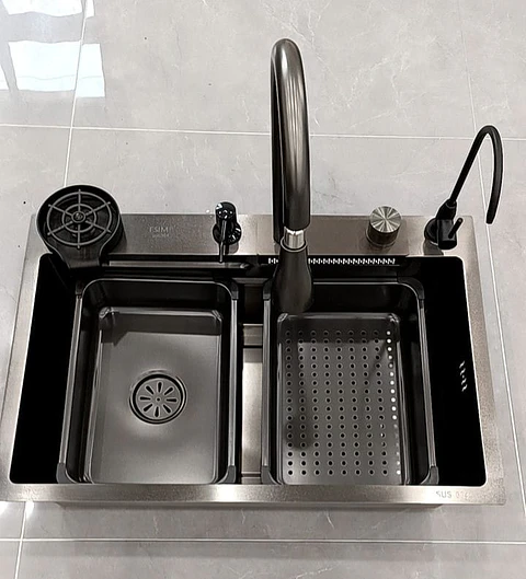Set Lavaplato Empotrado Negro 68X45X21cm