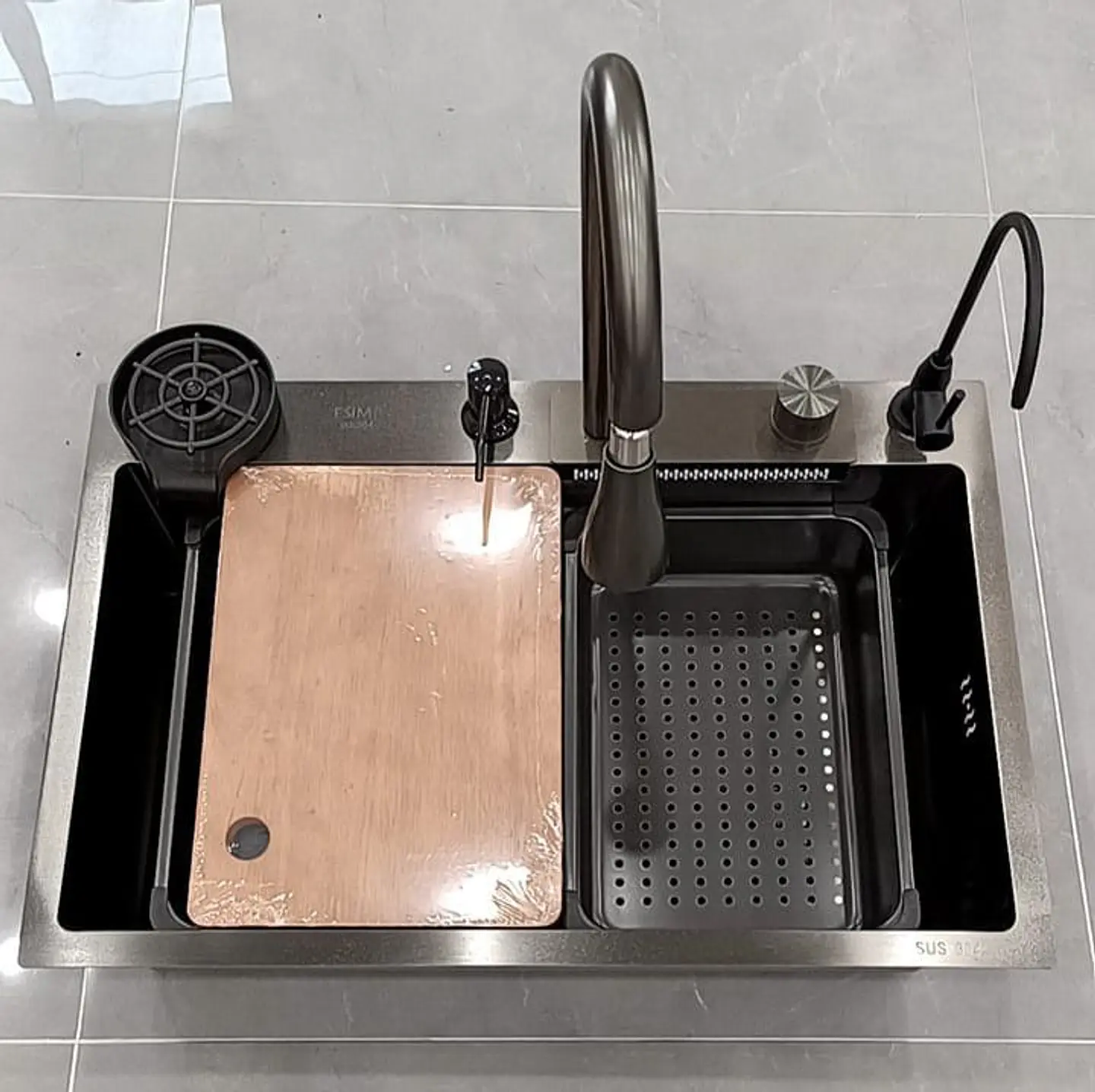 Set Lavaplato Empotrado Negro 68X45X21cm 3