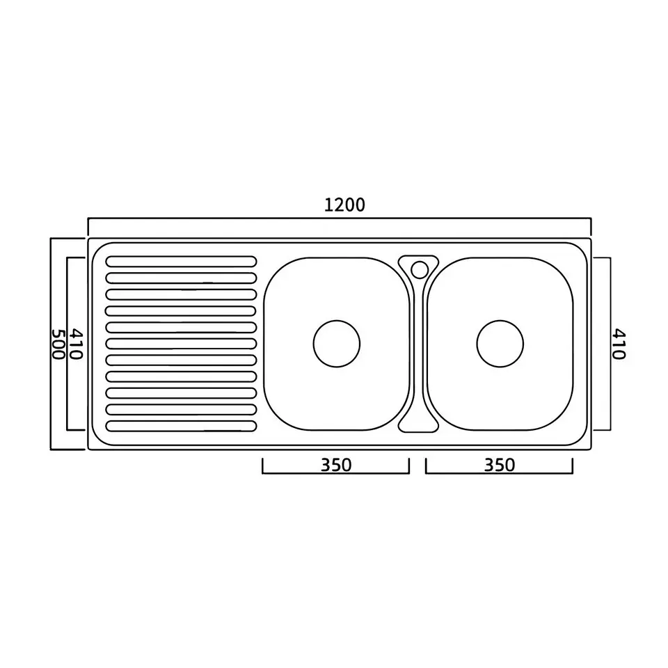 Lavaplato Doble Monomando 1200X500 Lavado Derecho + Desague YK-1250D FSIMP 2