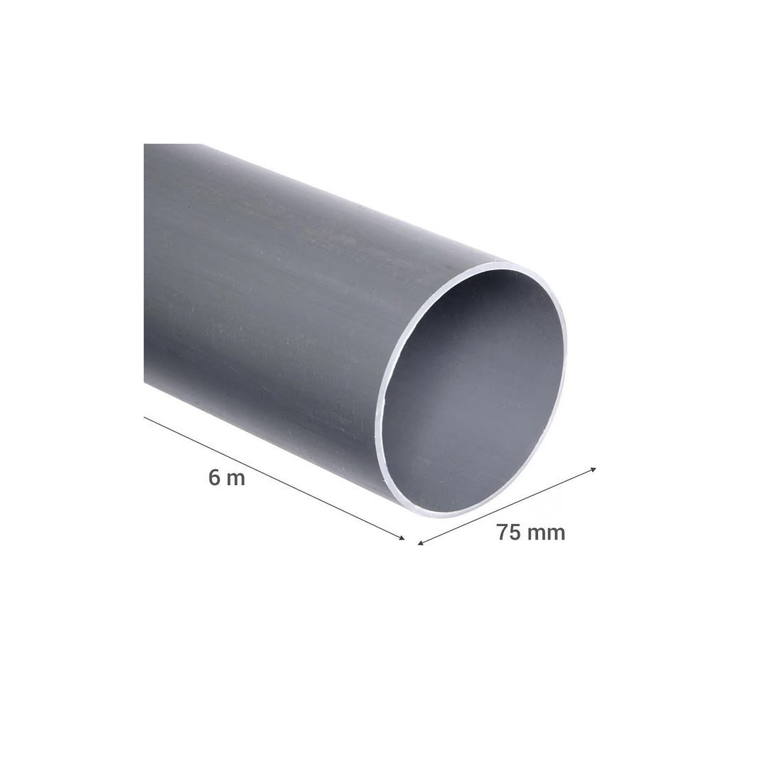 Tubo Sanitario Gris 75mm x 6m 2