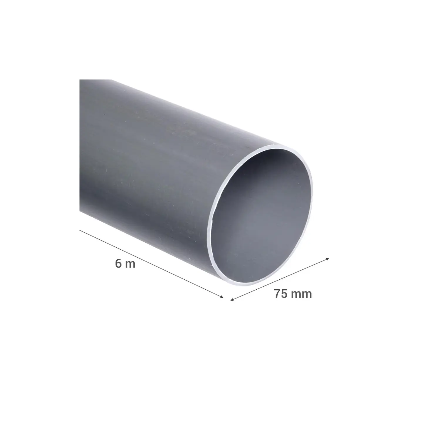 Tubo Sanitario Gris 75mm x 6m 2