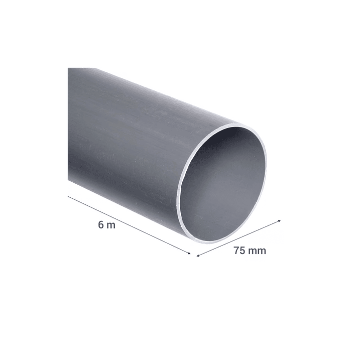 Tubo Sanitario Gris 75mm x 6m 2