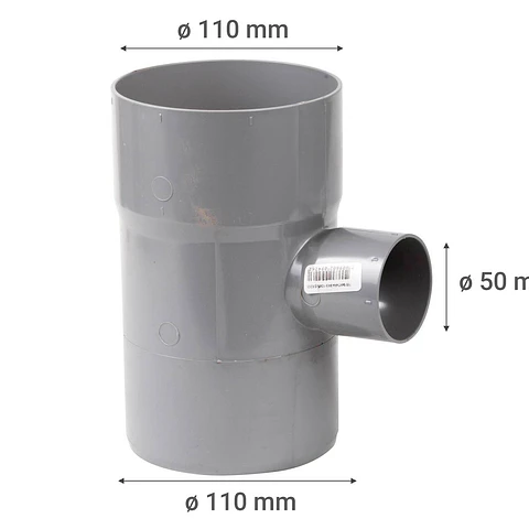 Tee  PVC Sanitario Gris 110 X 50 MM