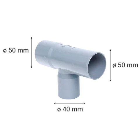 Tee PVC Sanitario Gris 50 x 40 mm