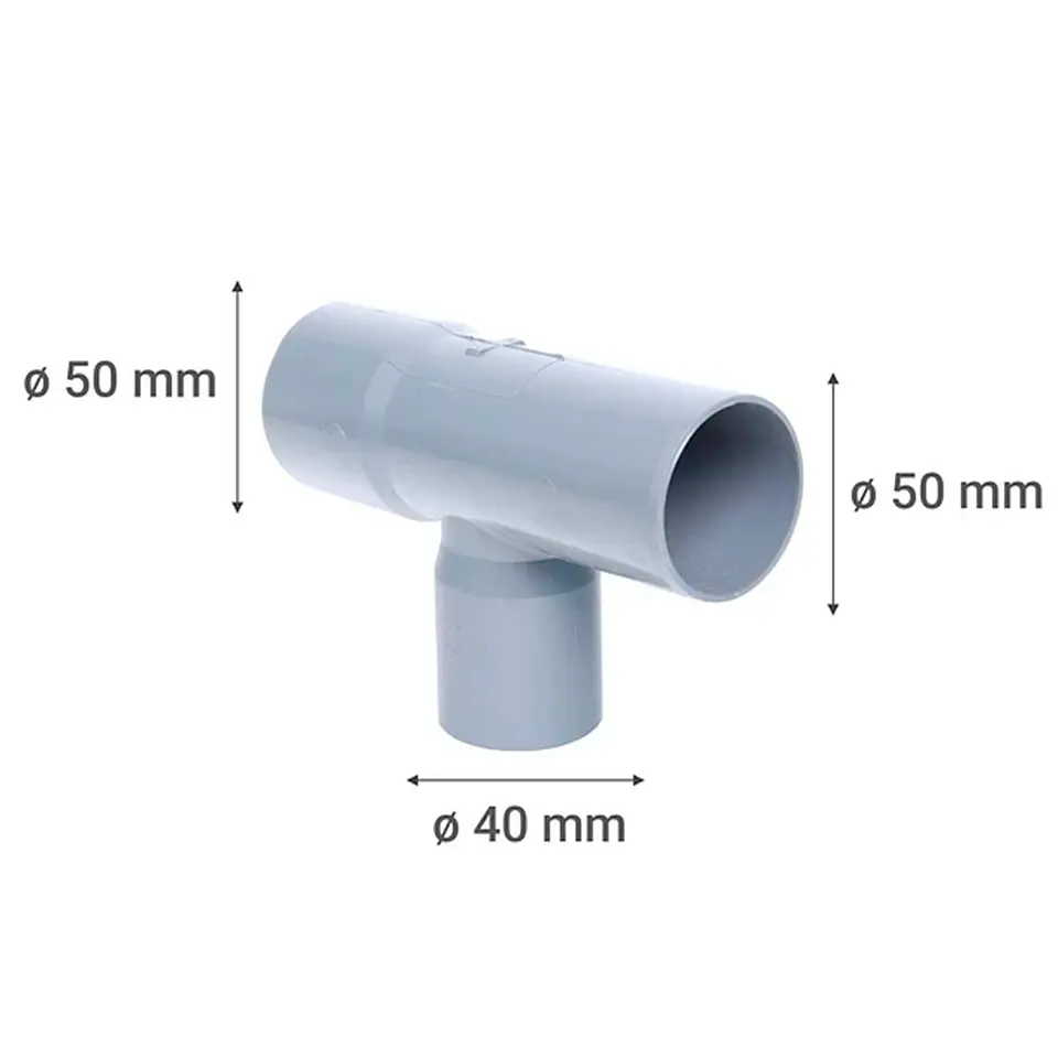 Tee PVC Sanitario Gris 50 x 40 mm 2