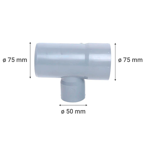 Tee PVC Sanitario Gris 75 X 50 MM