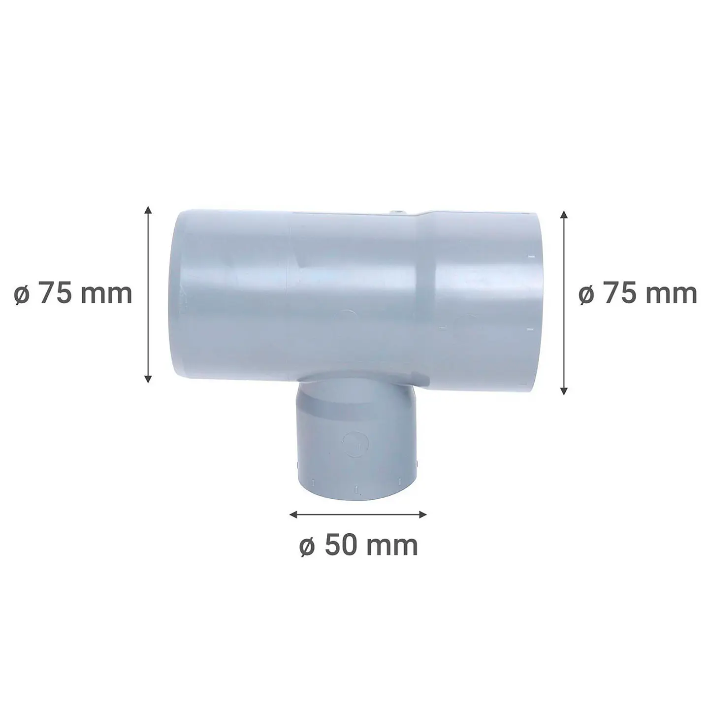Tee PVC Sanitario Gris 75 X 50 MM 2