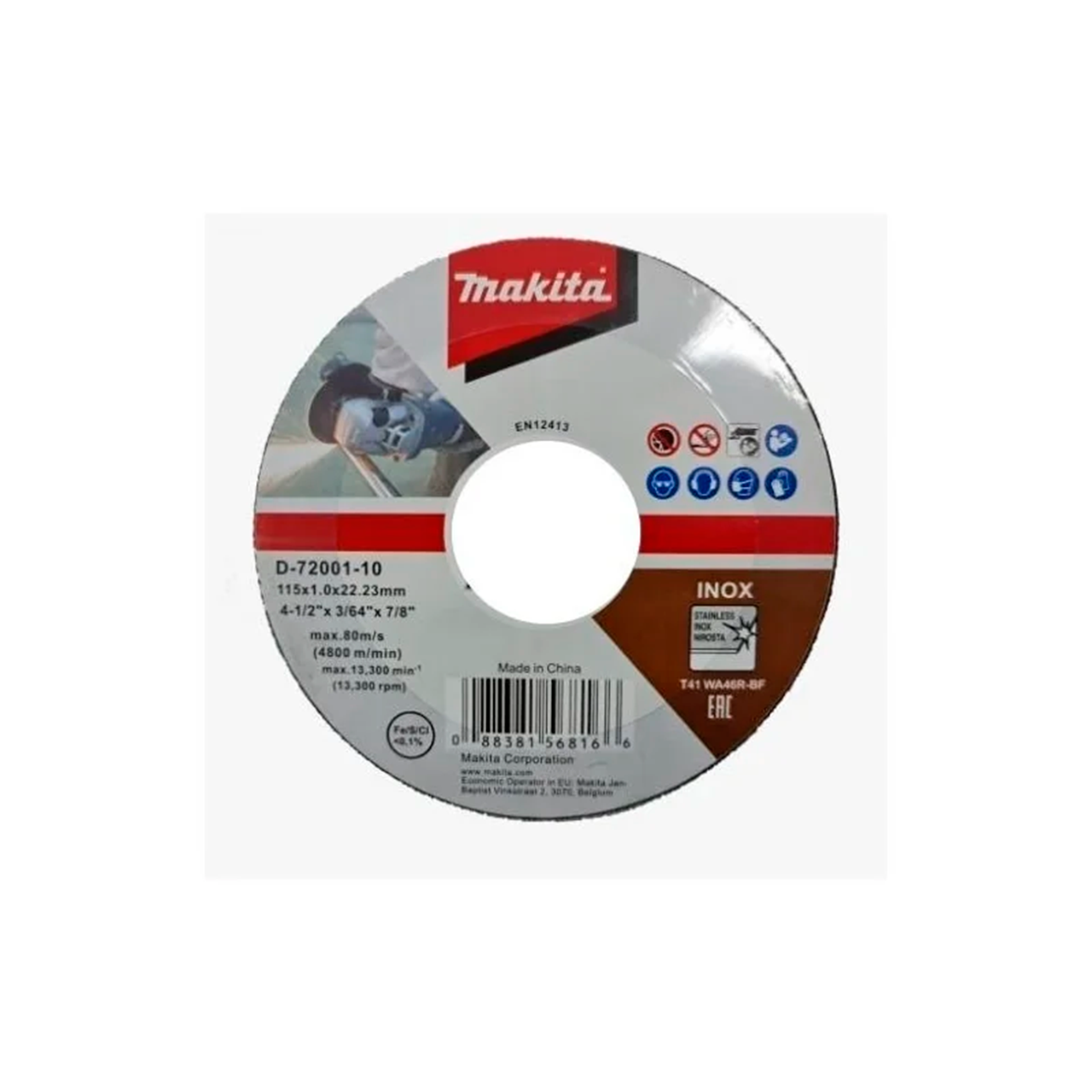 DISCO DE CORTE ACERO E INOX BNA32 115X3X22MM 4 1/2" NORTON 66252832192