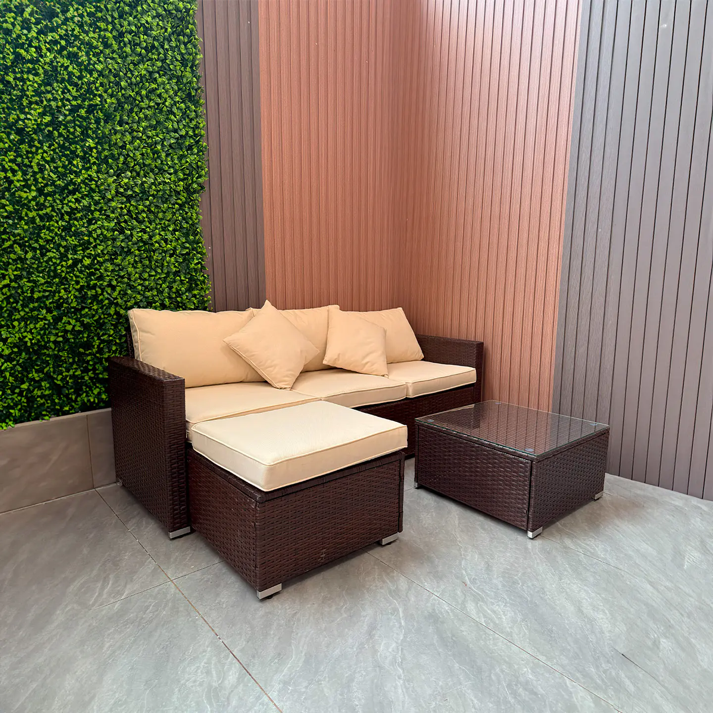 Set Sofa de Terraza 3 Cuerpos + Mesa de Centro 1