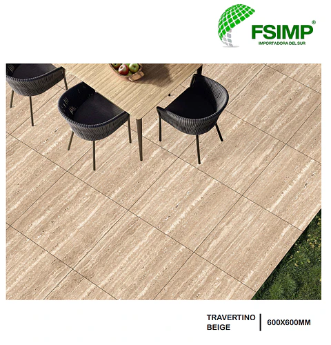 Porcelanato 60x60 cms. Travertino Beige 1.44m² Caja