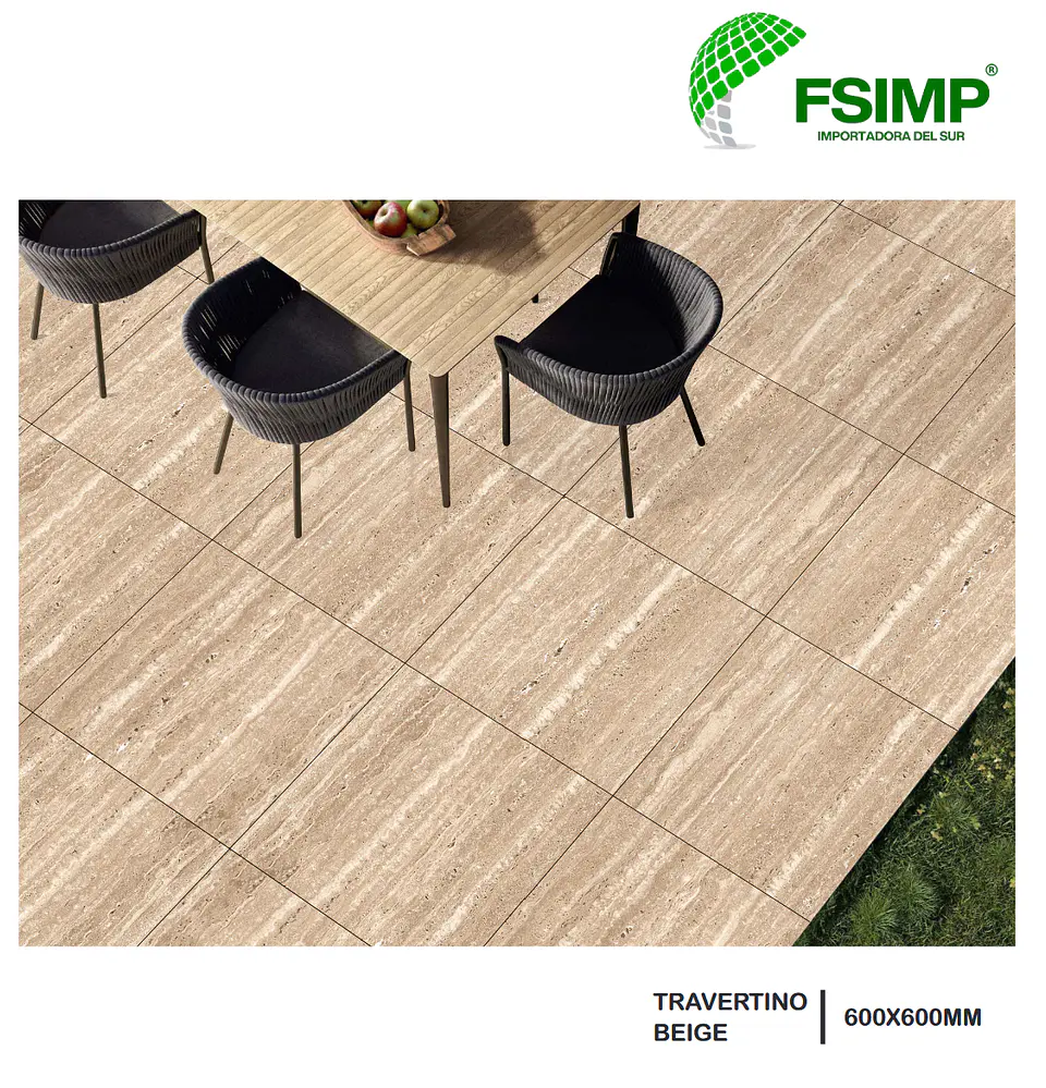 Porcelanato 60x60 cms. Travertino Beige 1.44m² Caja 2